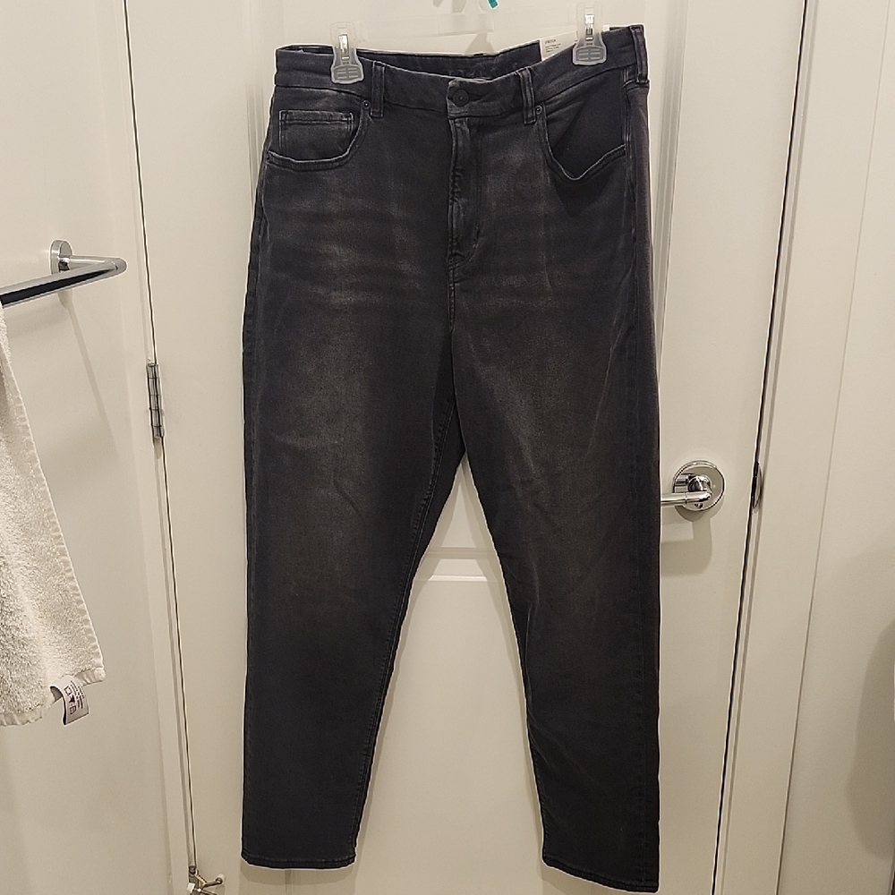 American Eagle NWT Stretch Curvy Mom Jean Washed Black Womens Size 14